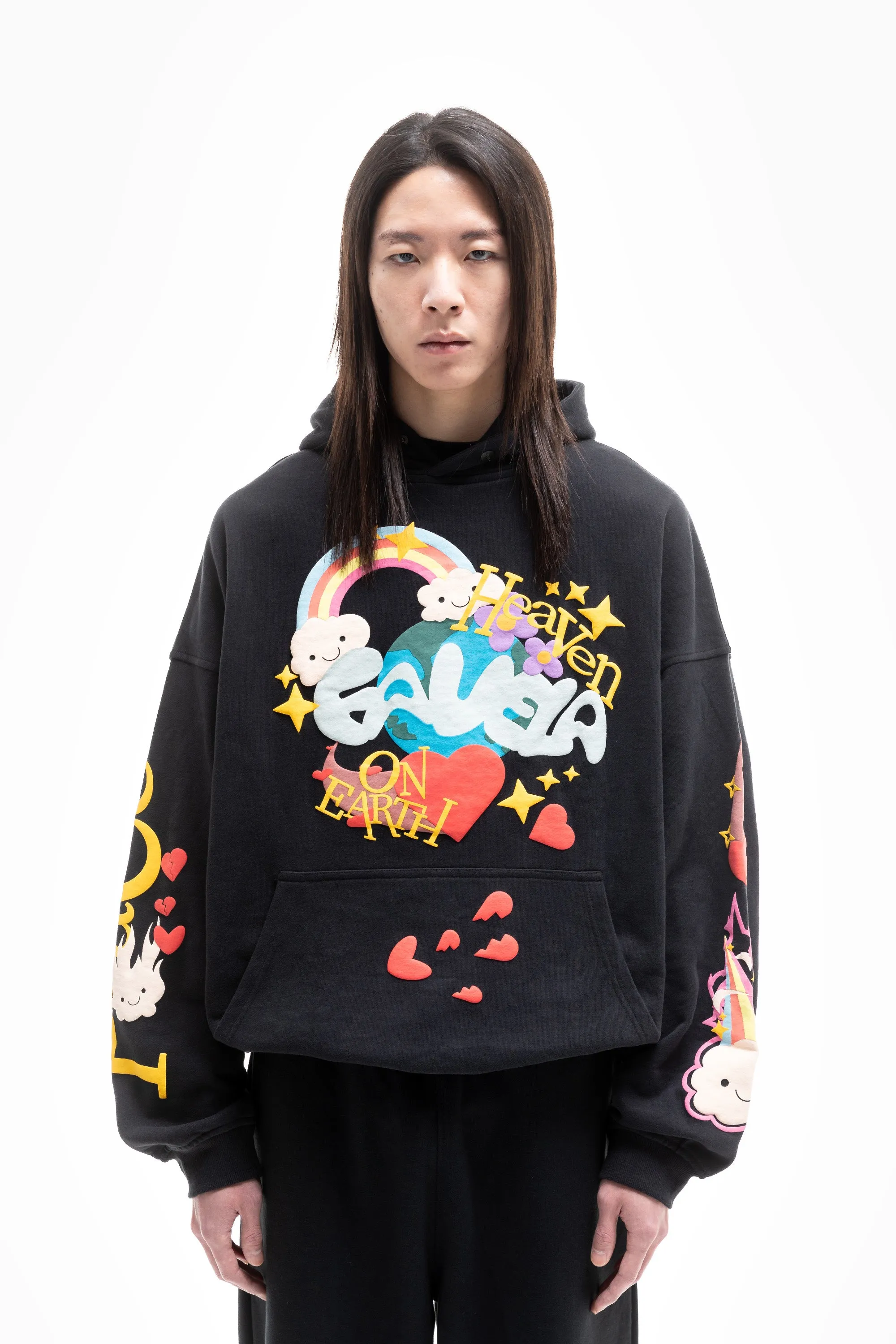 HEAVEN ON EARTH BLACK SNAP BUTTON HOODIE