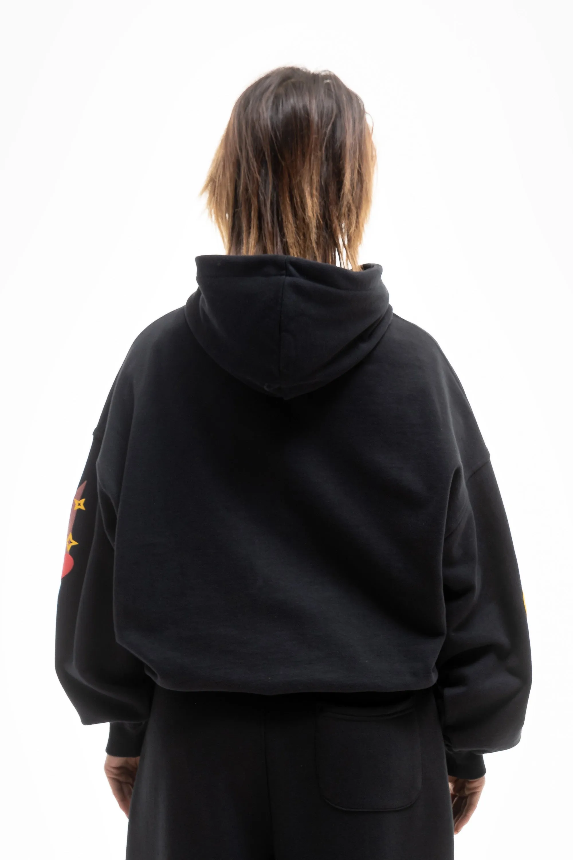 HEAVEN ON EARTH BLACK SNAP BUTTON HOODIE