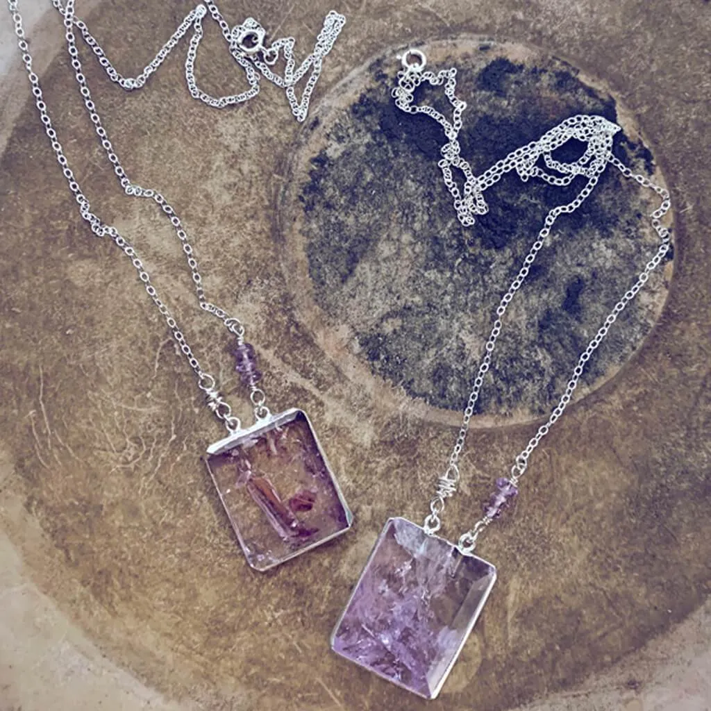 illumine // one of a kind - silver electroplated amethyst pendant necklace