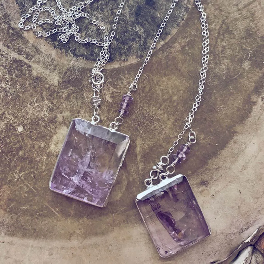 illumine // one of a kind - silver electroplated amethyst pendant necklace