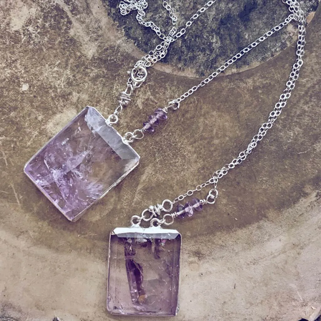 illumine // one of a kind - silver electroplated amethyst pendant necklace