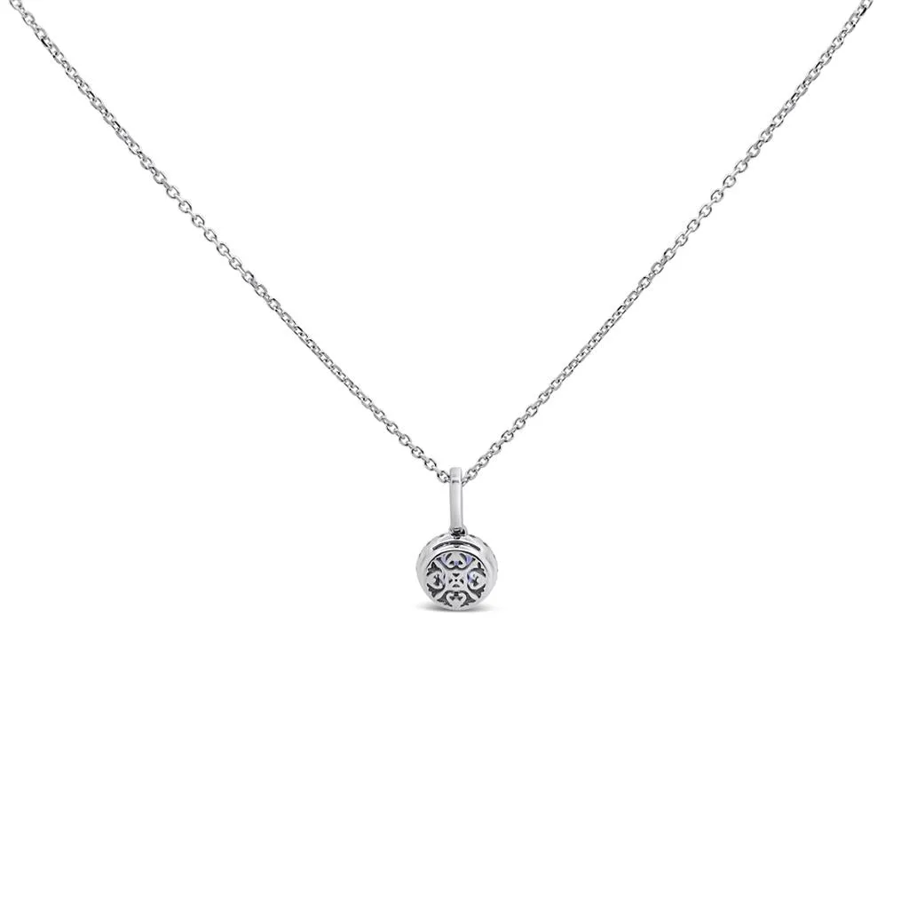 Irisa by Martin Binder Round Montana Sapphire & Diamond Halo Necklace