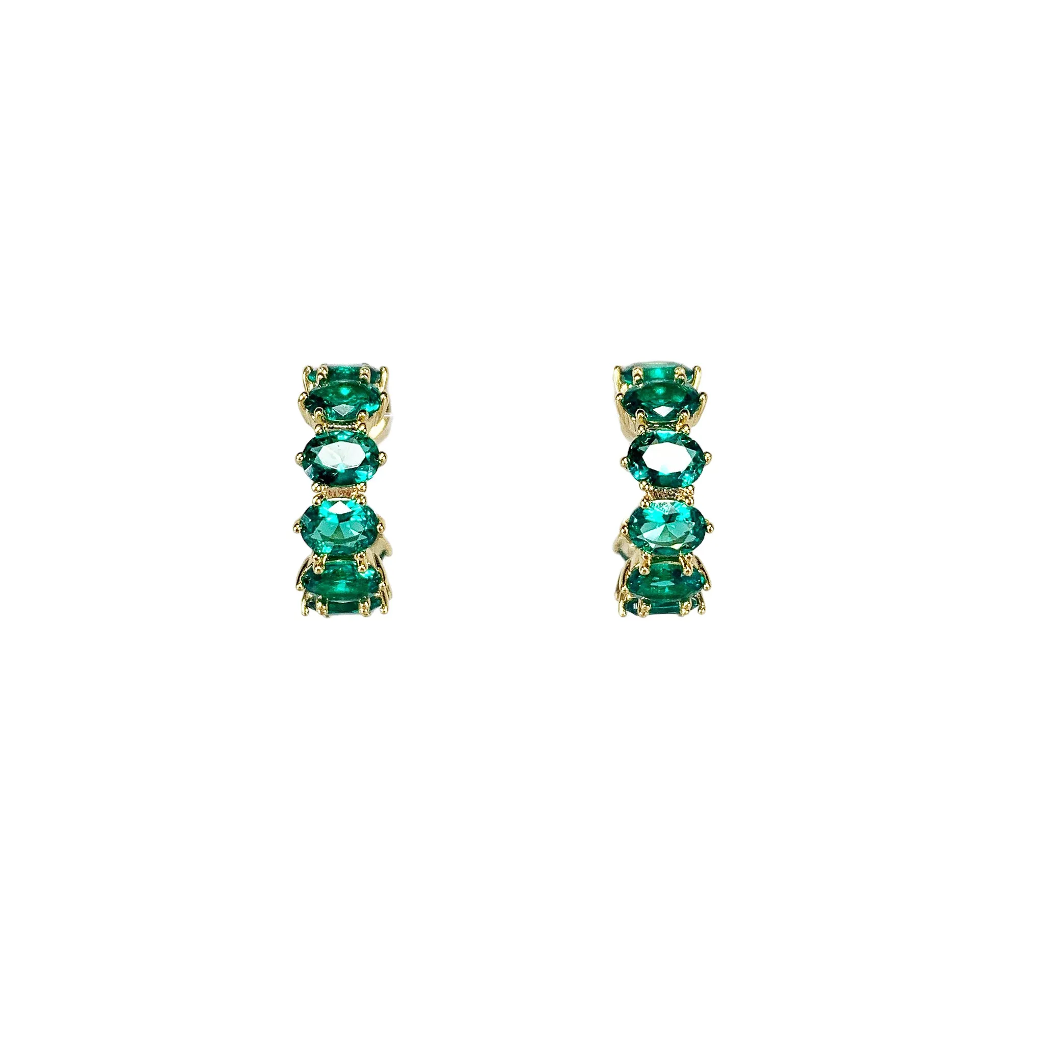 Kendra Scott Cailin Huggie Hoop Earrings in Green Crystal and Gold Plated