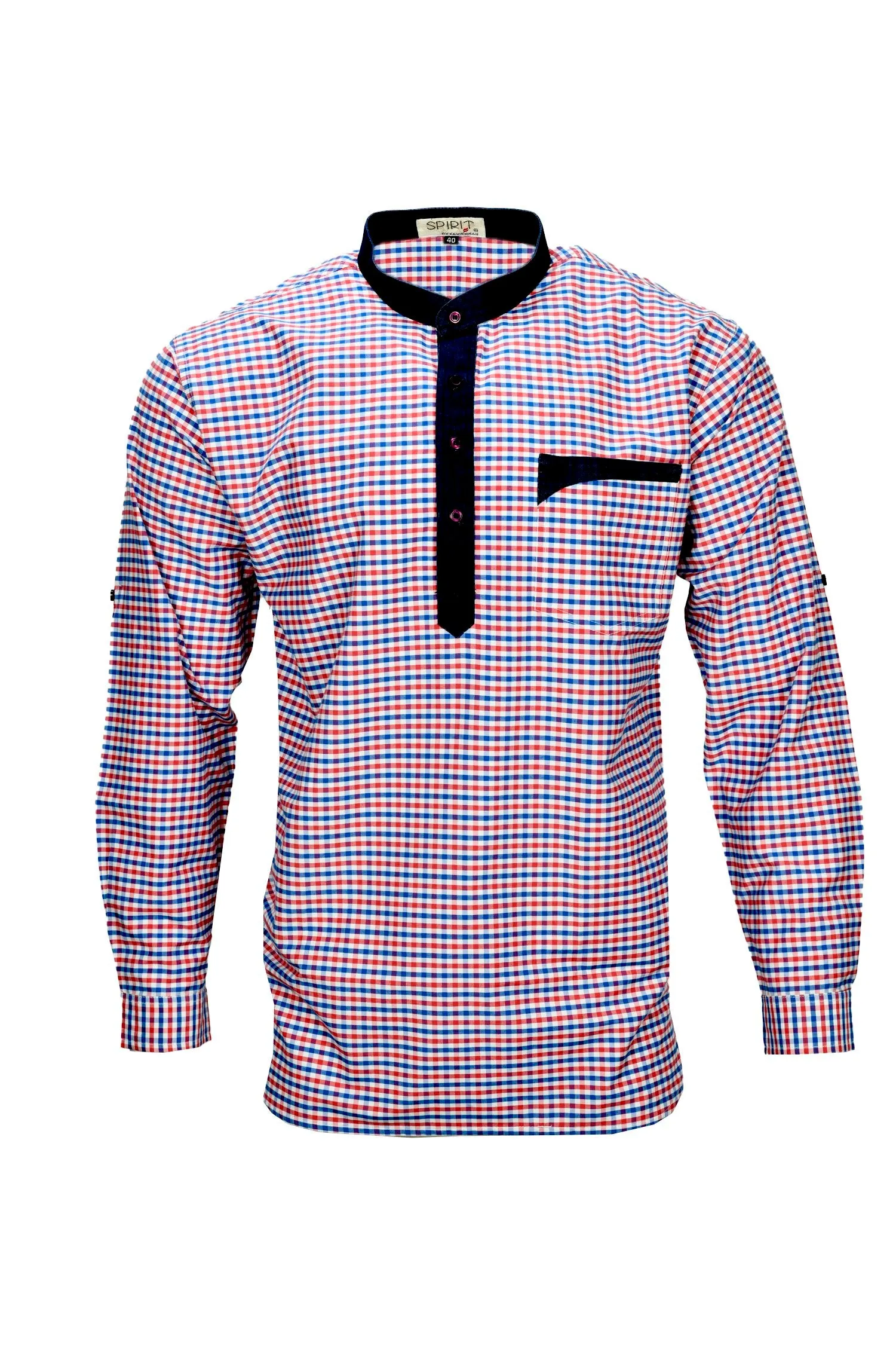 Kevin Ninan Chequered Kurta with Denim Collar