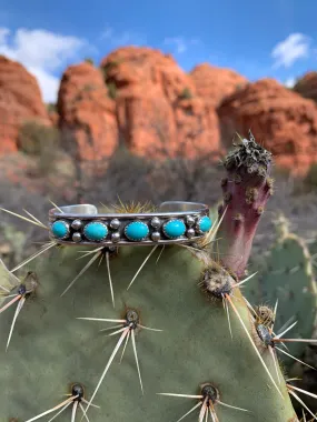 Kingman Turquoise 5 Stone cuff