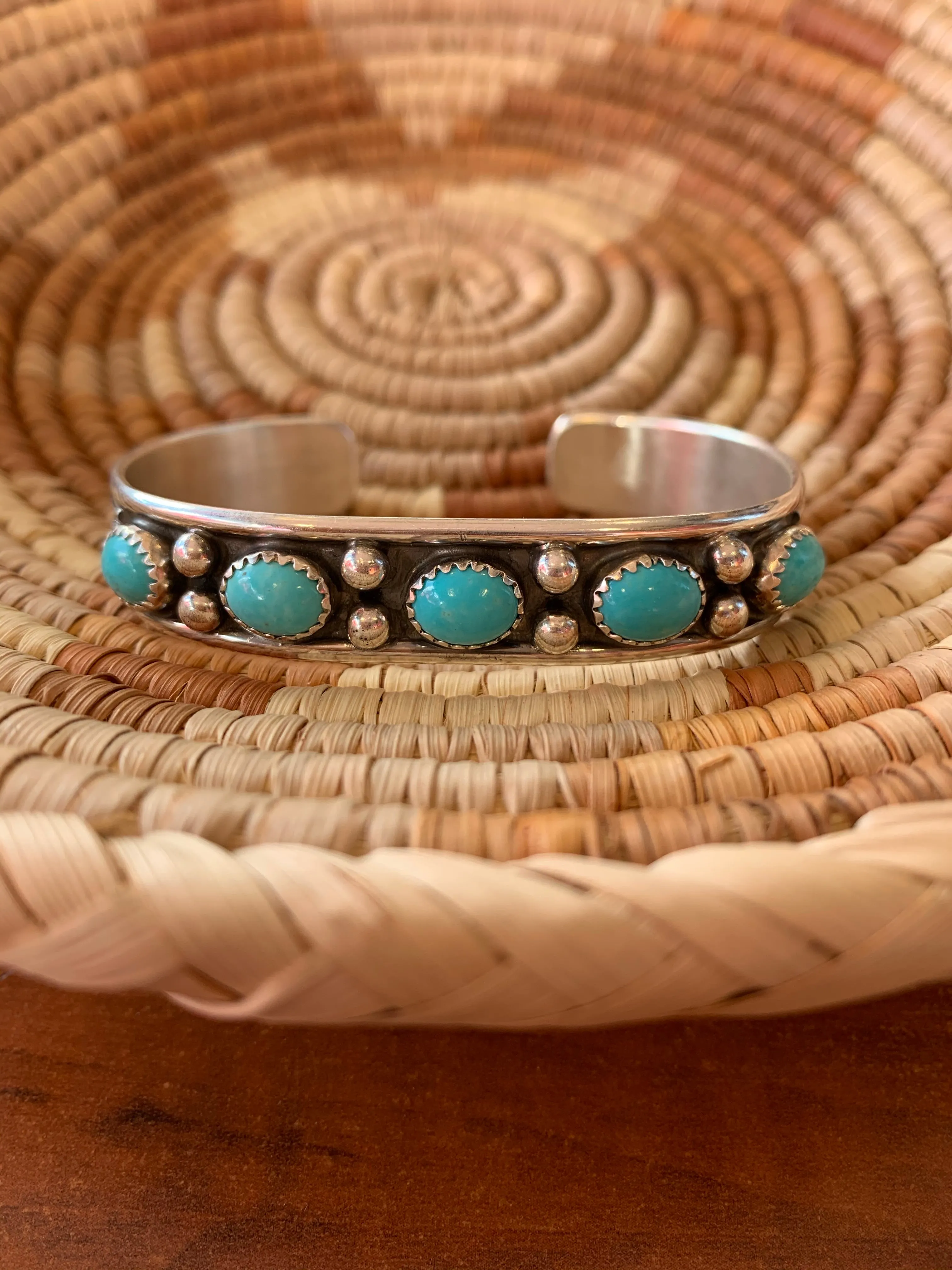 Kingman Turquoise 5 Stone cuff