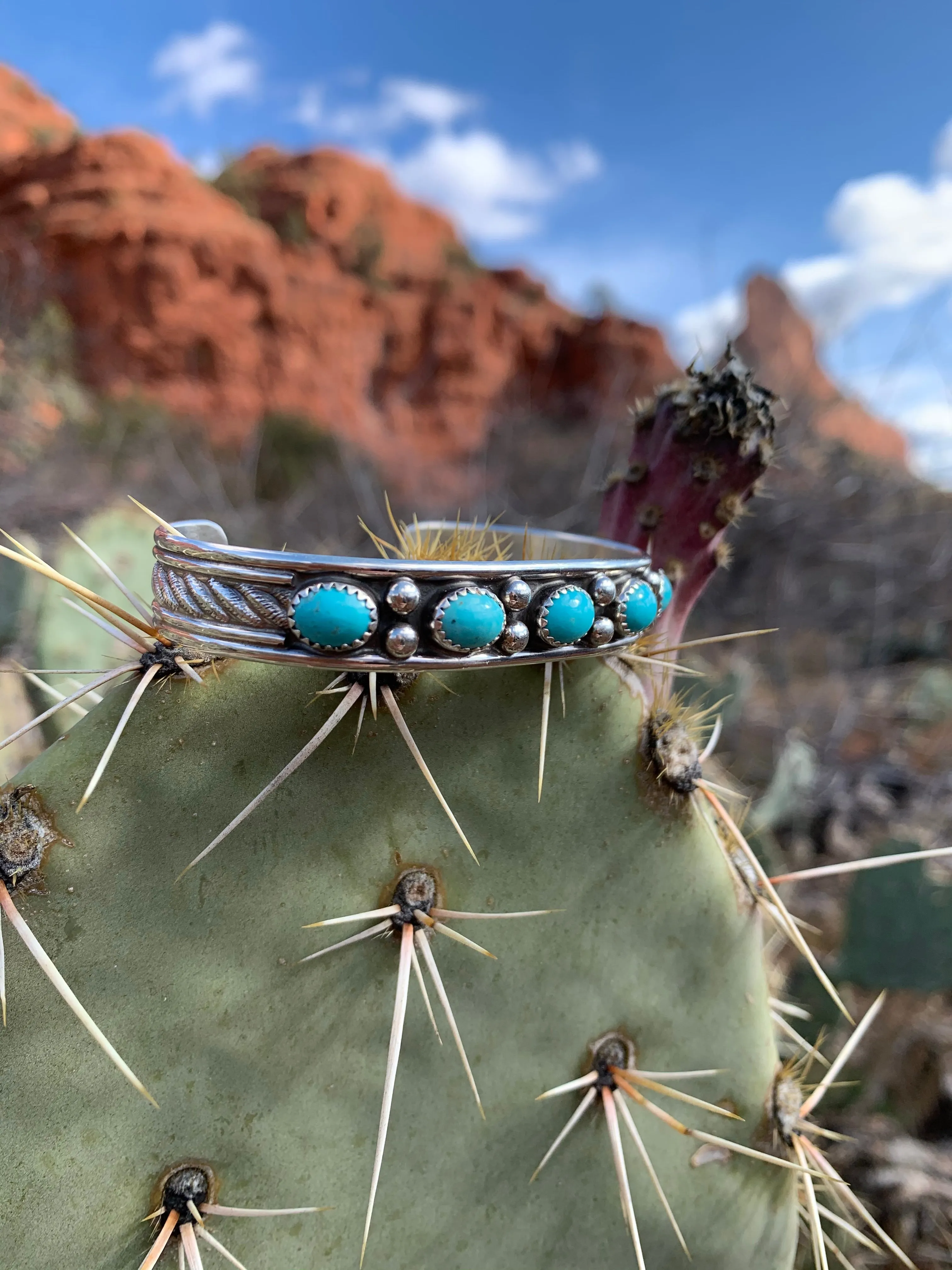 Kingman Turquoise 5 Stone cuff