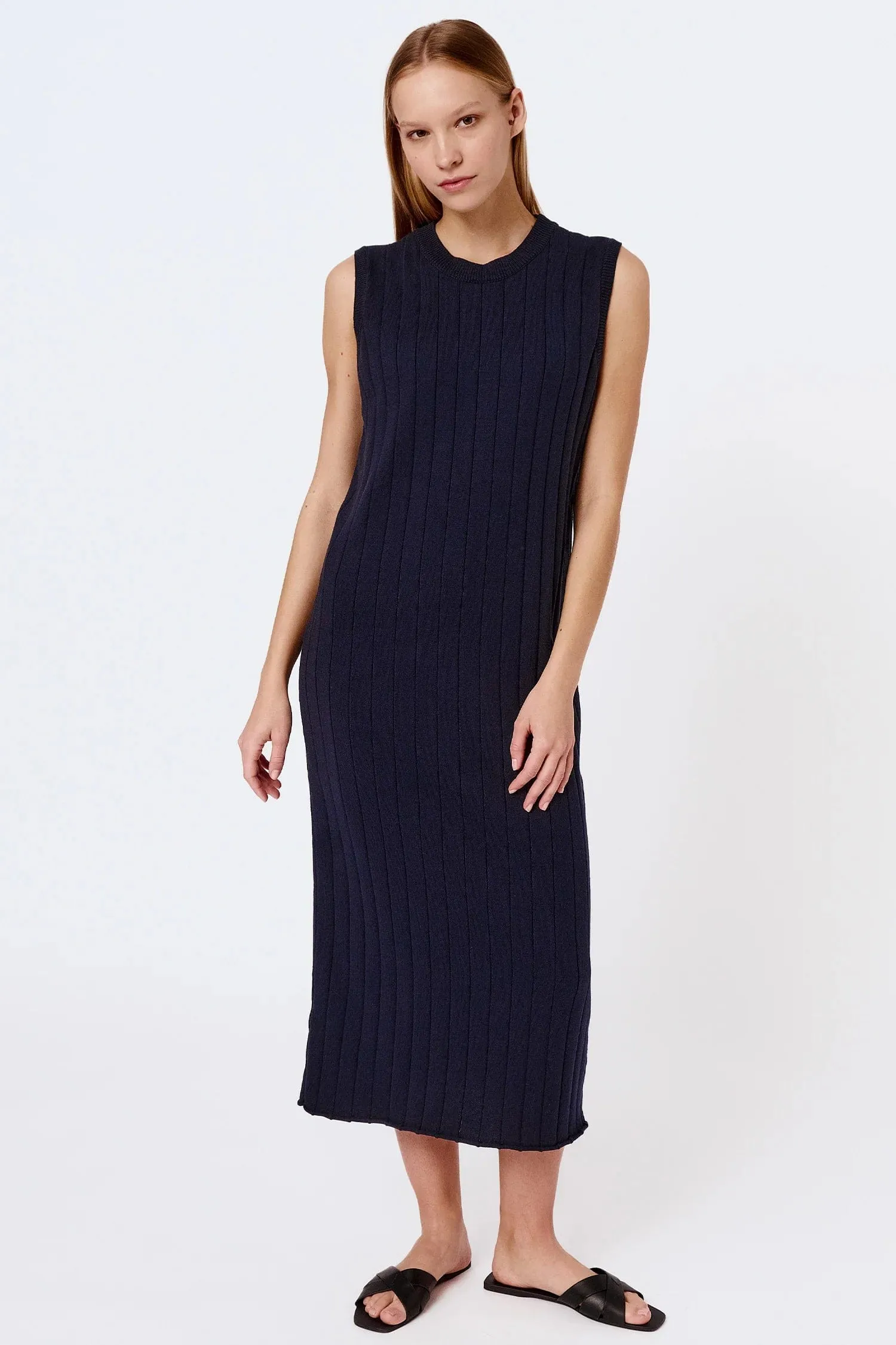 Knitted Organic Cotton Ribbed Sleeveless Dress | Multiple Colours