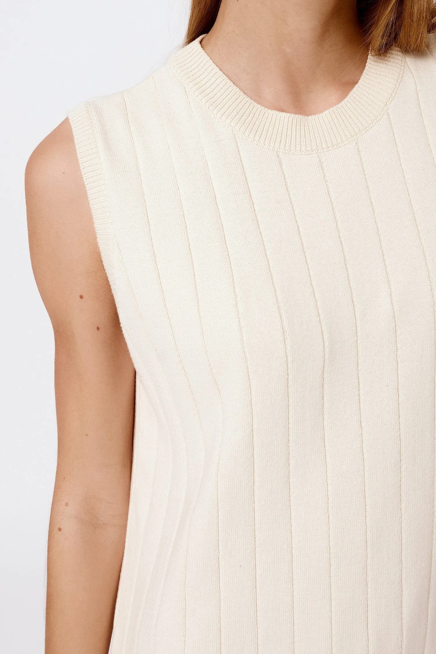 Knitted Organic Cotton Ribbed Sleeveless Dress | Multiple Colours