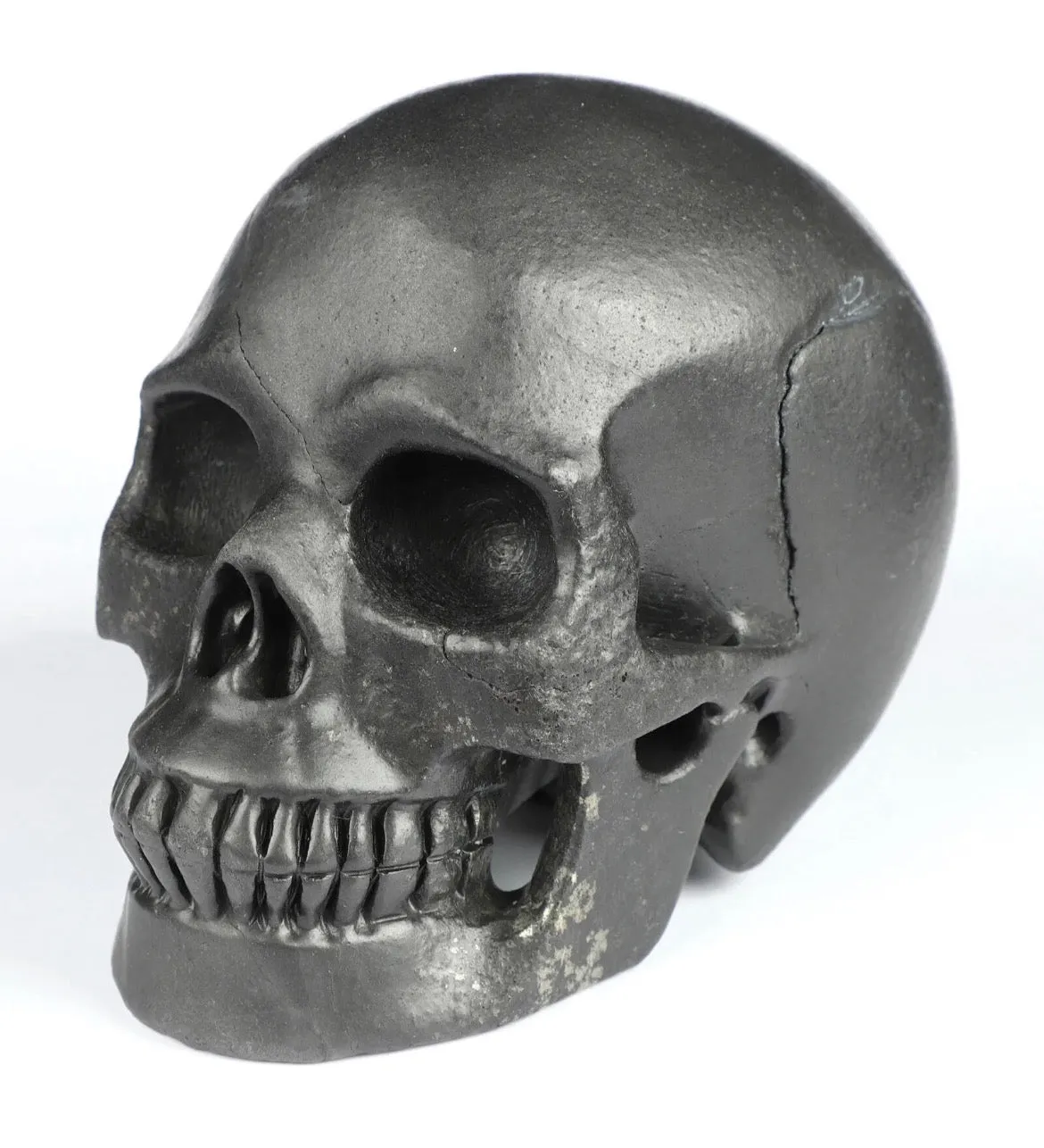 Large Shunghite gemstone Skull