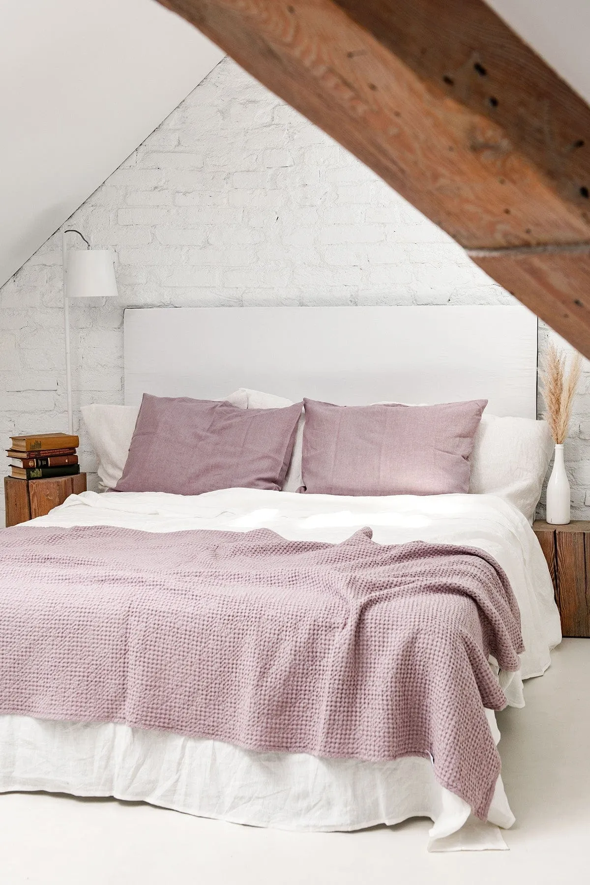 Linen Waffle Bed Throw | Dusty Rose