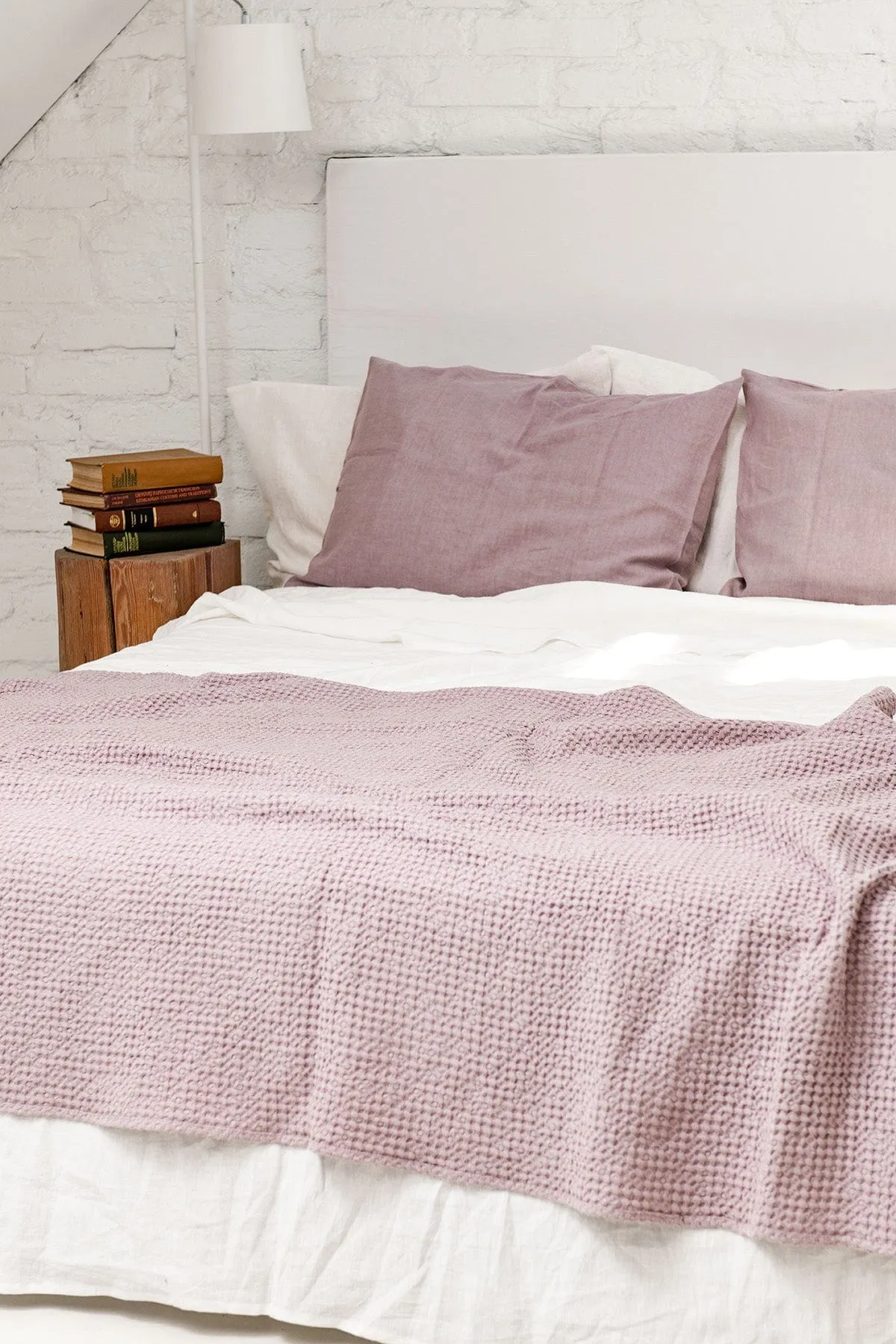 Linen Waffle Bed Throw | Dusty Rose