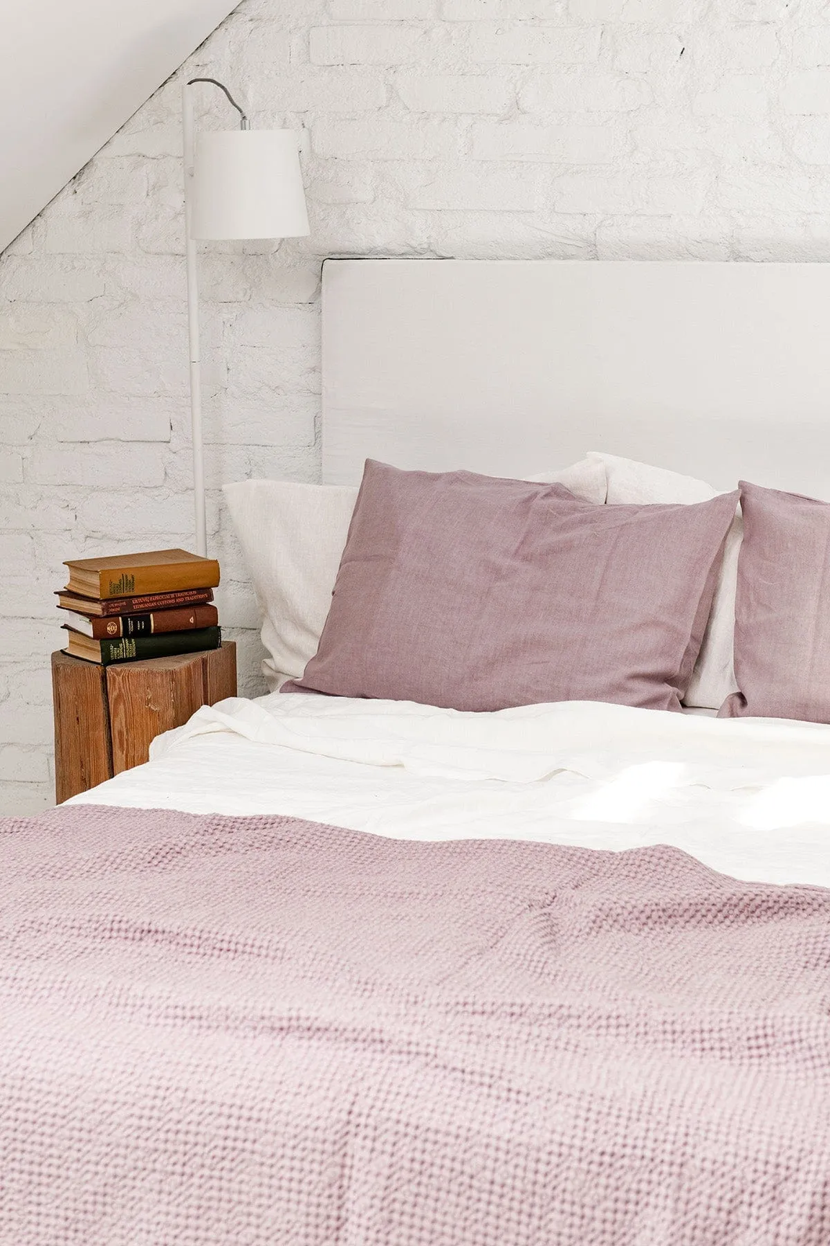 Linen Waffle Bed Throw | Dusty Rose