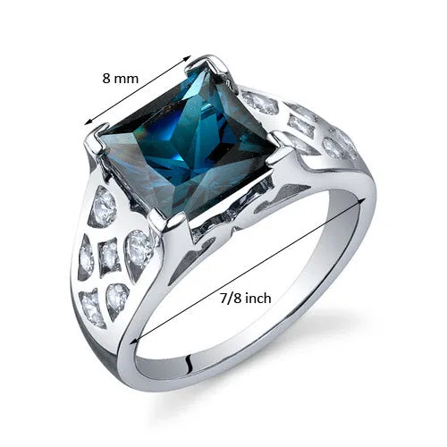 London Blue Topaz Princess Cut Sterling Silver Ring Size 5