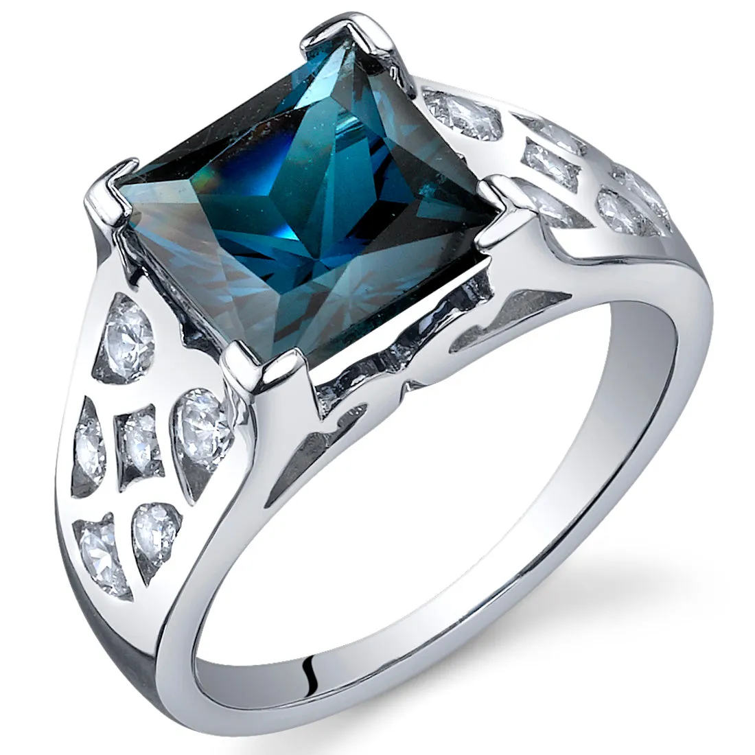 London Blue Topaz Princess Cut Sterling Silver Ring Size 5