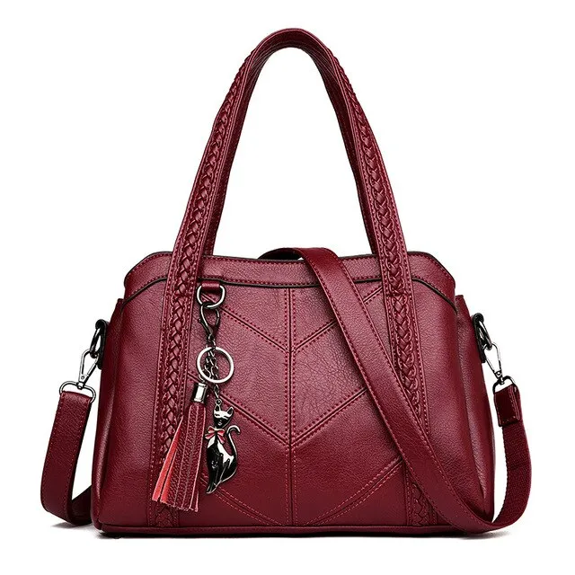 Luxury Tassel Genuine Leather Tote Bag, Shoulder Bag and Handbag