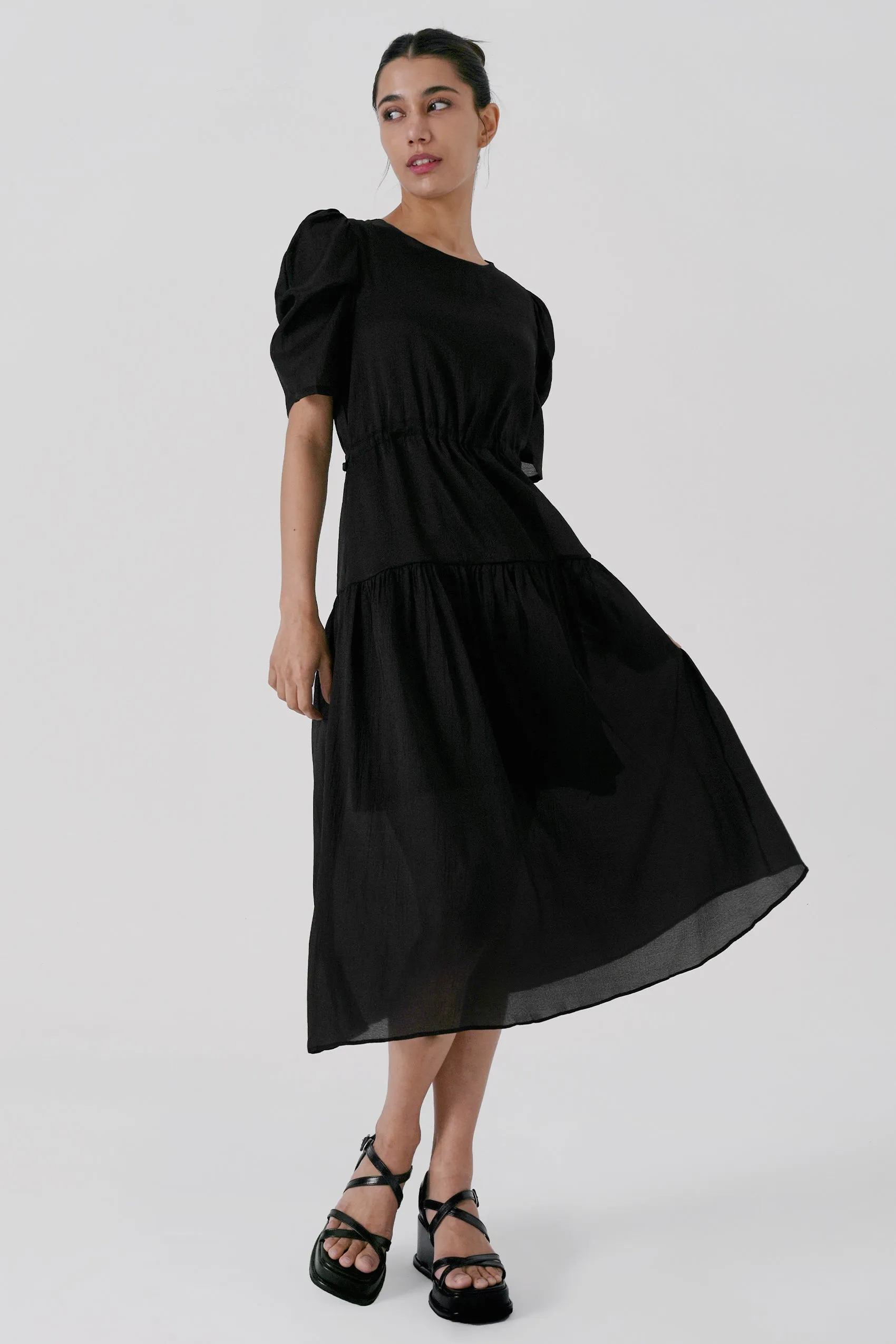 Maera Midi Dress, Black