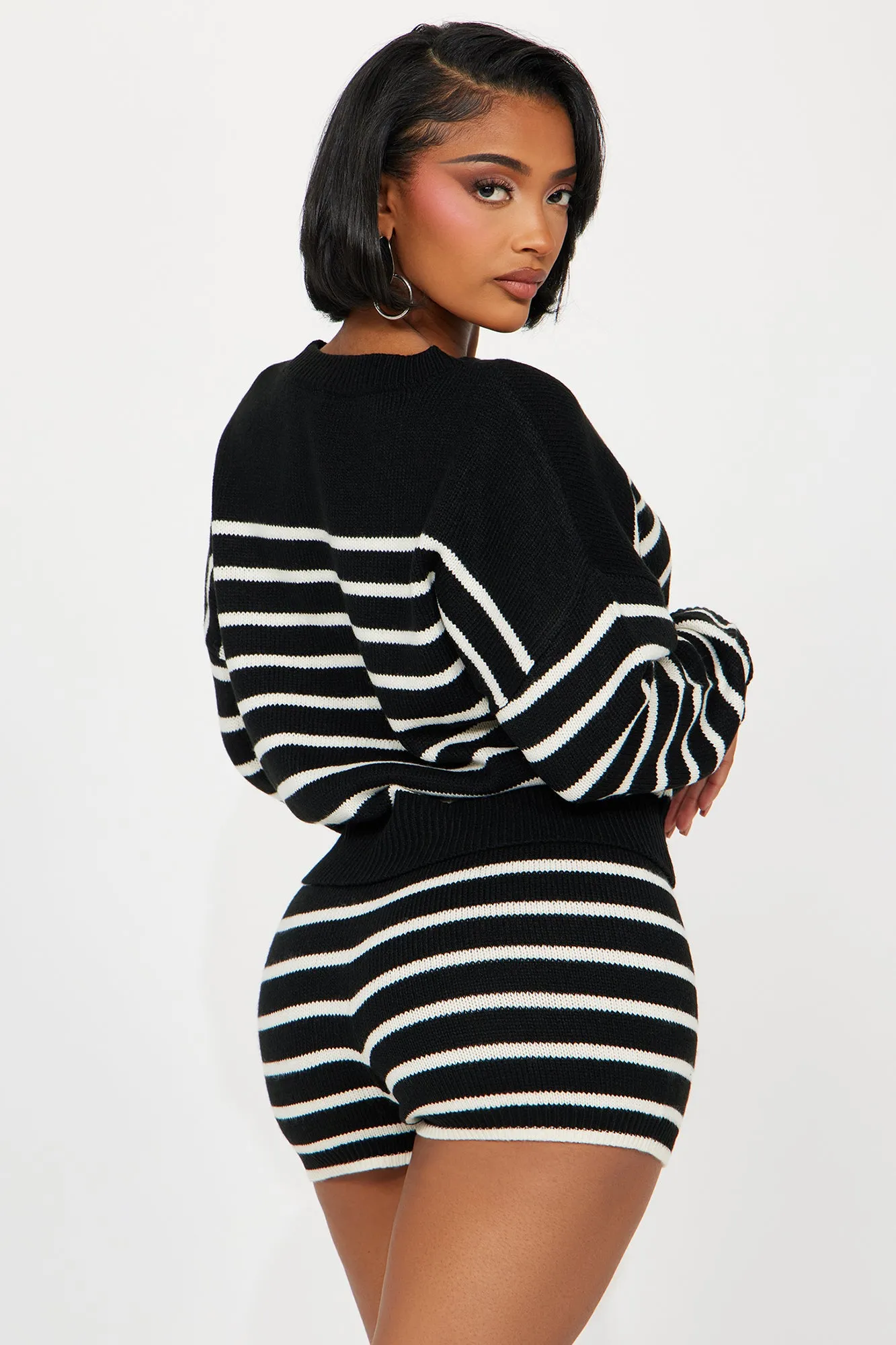 Maia Sweater Short Set - Black/White