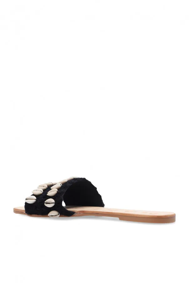 Manebi Slides with Shells - Black