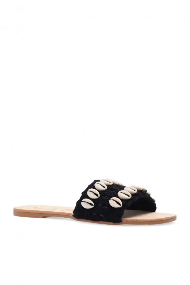 Manebi Slides with Shells - Black