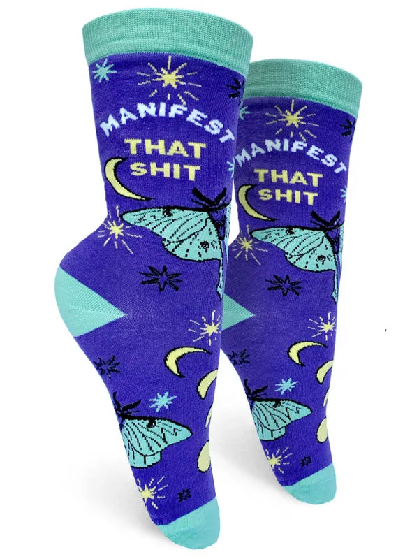 Manifest That Shit Womens Crew Socks