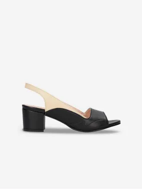 Mara Vegan Apple Leather Slingback Heels | Black