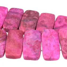 MATTE Pink Crazy Lace Agate 10x20mm Double Drill 8-Inch - CLEARANCE