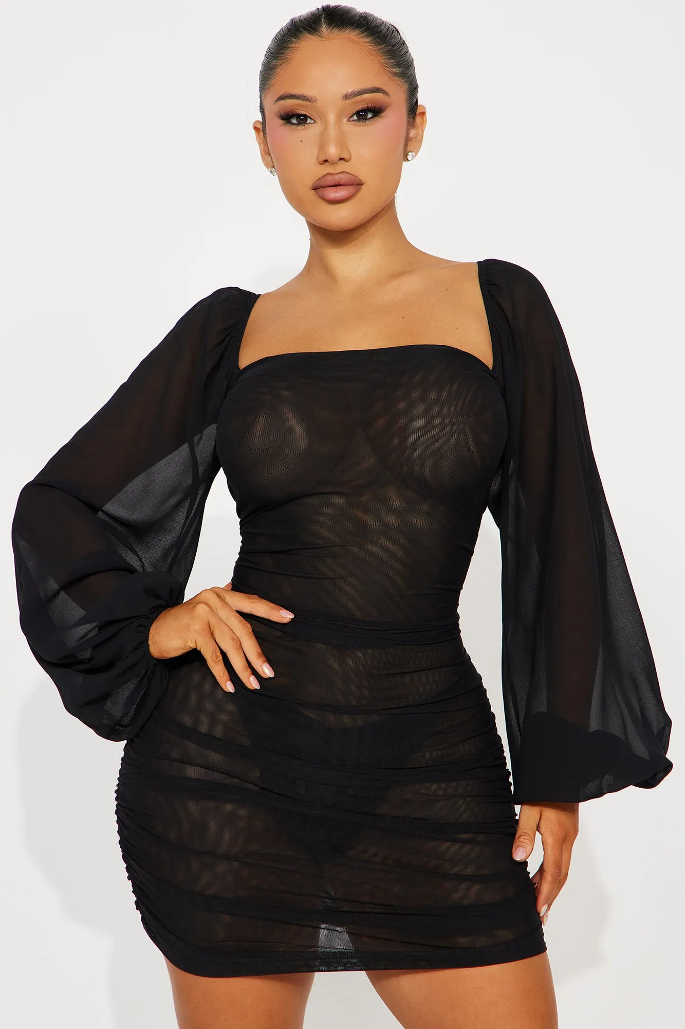 Mei Mesh Mini Dress - Black