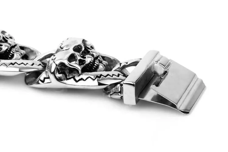 Men’s Stainless Steel Double Skull Head Bracelet