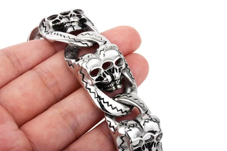 Men’s Stainless Steel Double Skull Head Bracelet