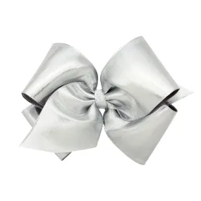 Metallic Lame Overlay Hair Bow on Clippie - Silver