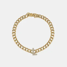 Mini Diamond Initial Link Bracelet