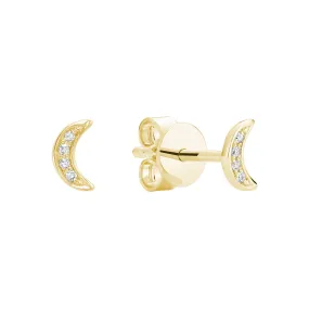 Mini Diamond Moon Studs