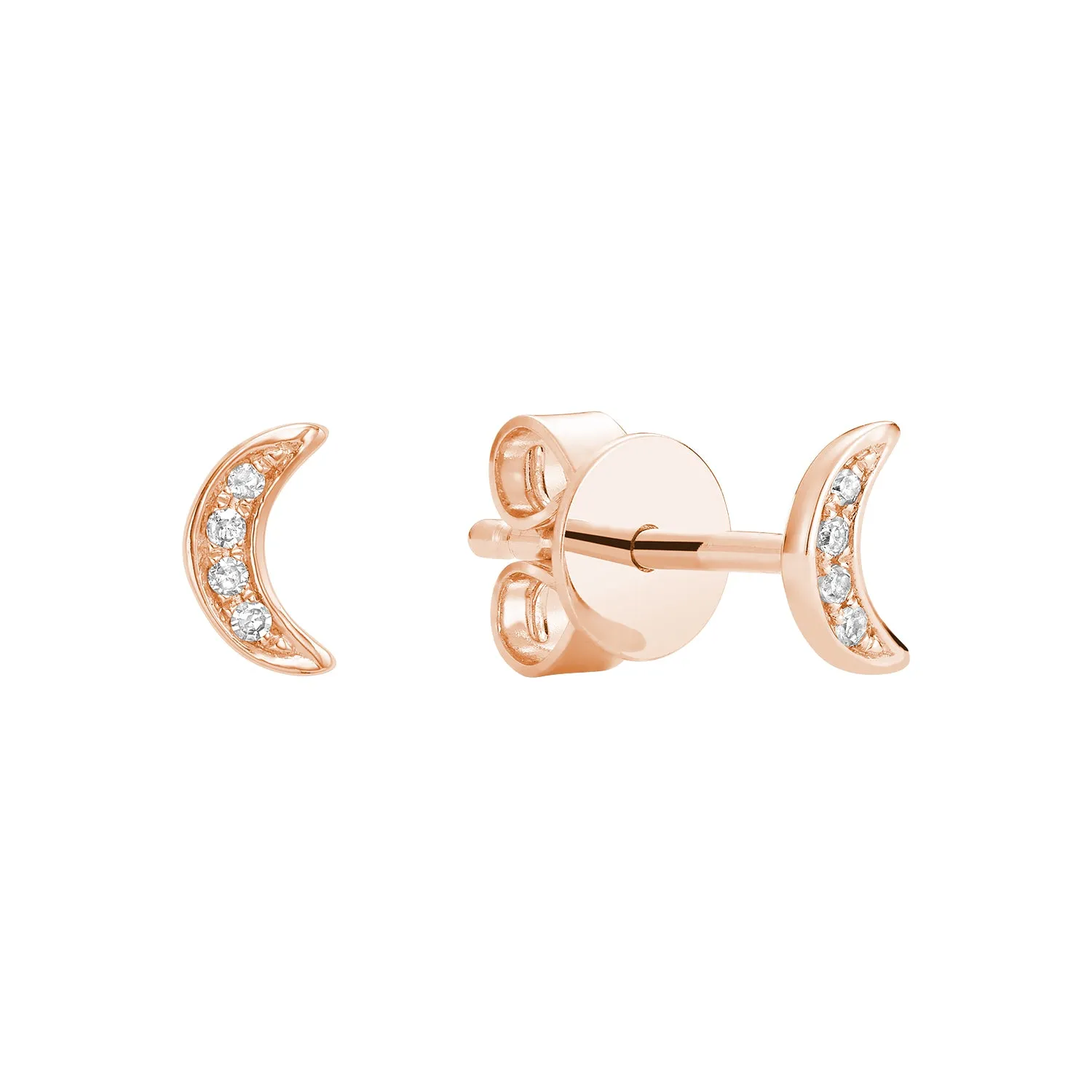 Mini Diamond Moon Studs