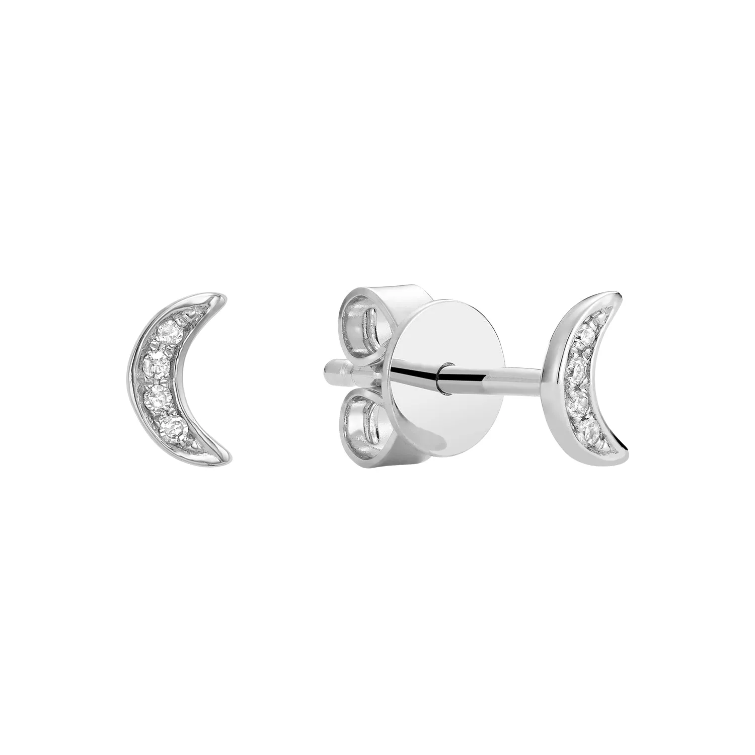 Mini Diamond Moon Studs