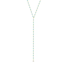 Mini Gigi Y Party Turquoise Green necklace, Yellow Gold, 19.7"