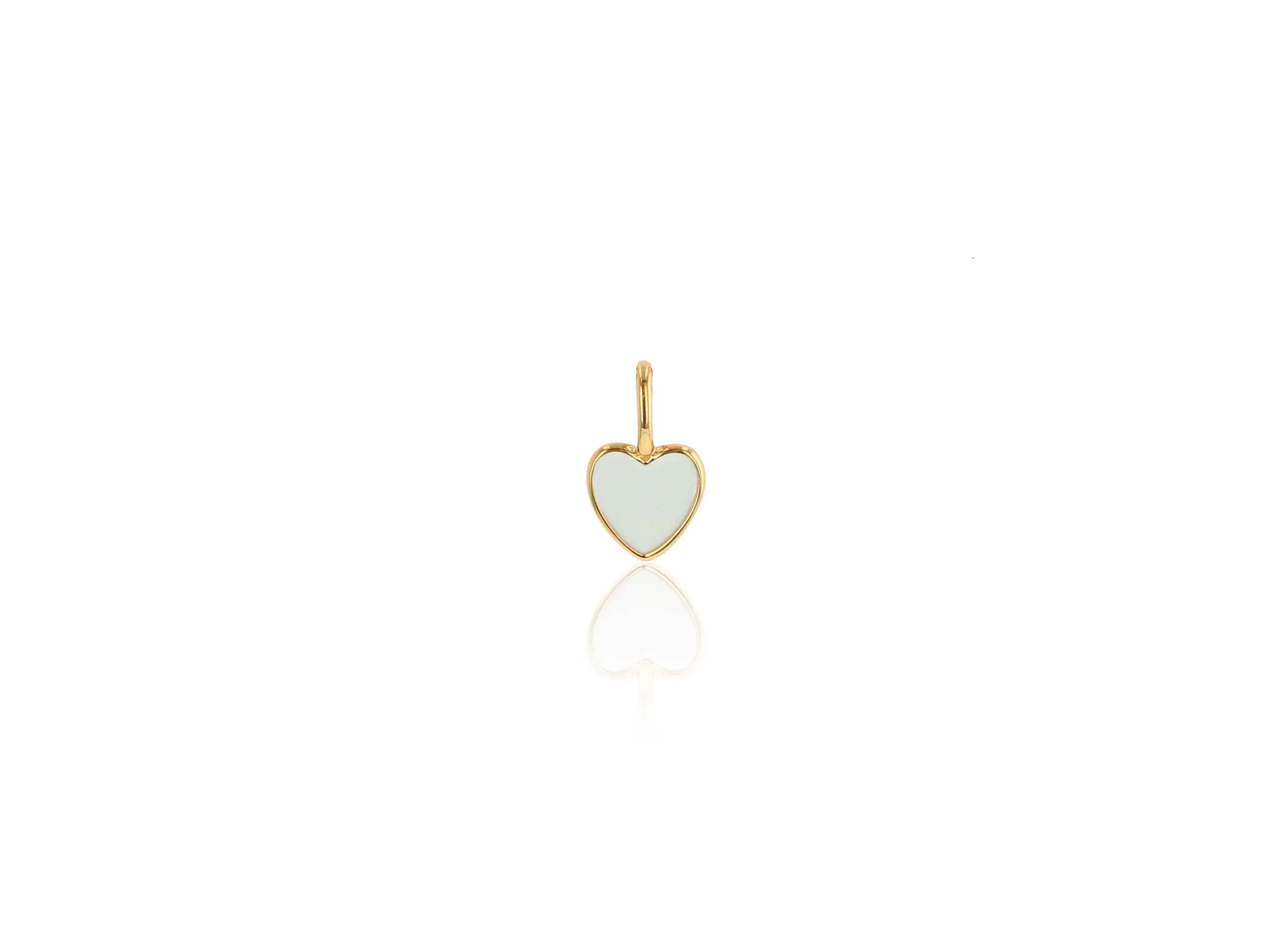 Mini White Enamel Heart Charm Only