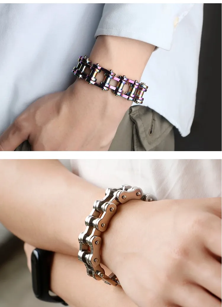 Motorcycle Chain Titanium Steel Bracelet in 4 Colors