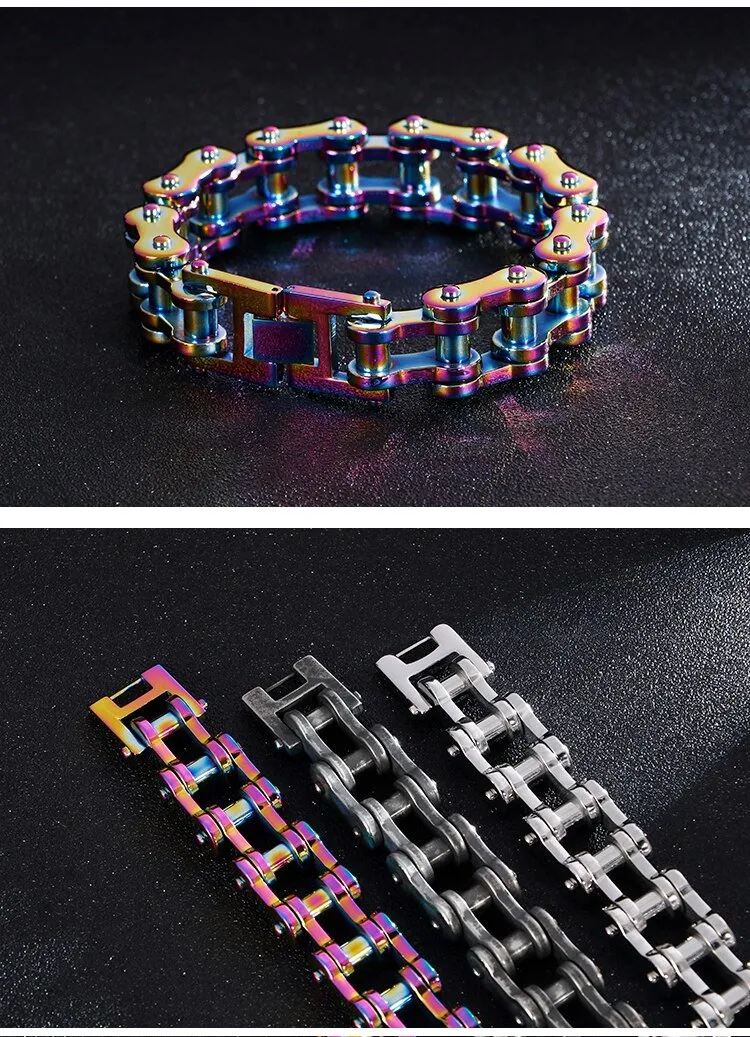 Motorcycle Chain Titanium Steel Bracelet in 4 Colors