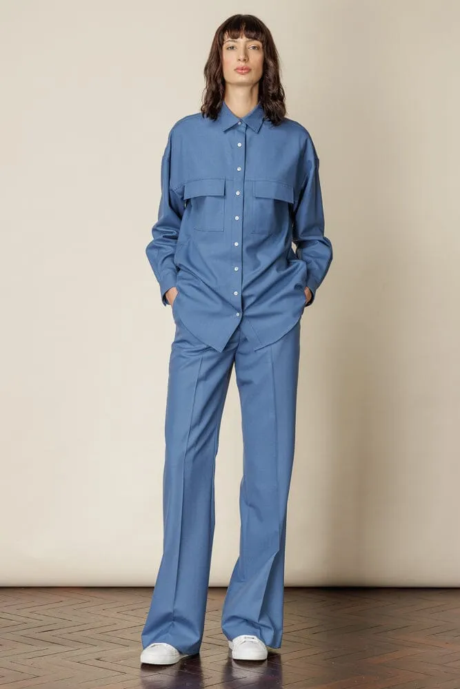 Naomi Utility Shirt - Wedgewood Blue Wool