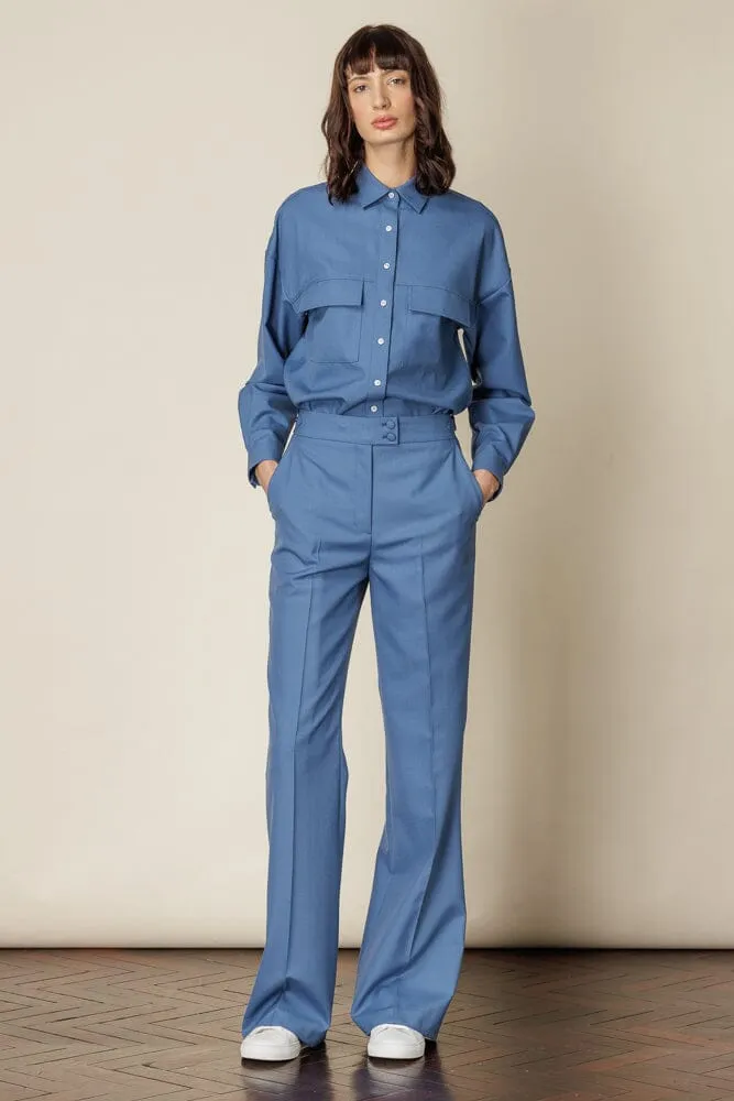 Naomi Utility Shirt - Wedgewood Blue Wool