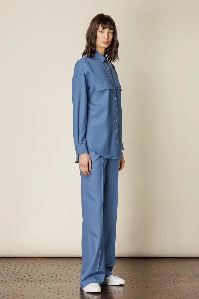 Naomi Utility Shirt - Wedgewood Blue Wool