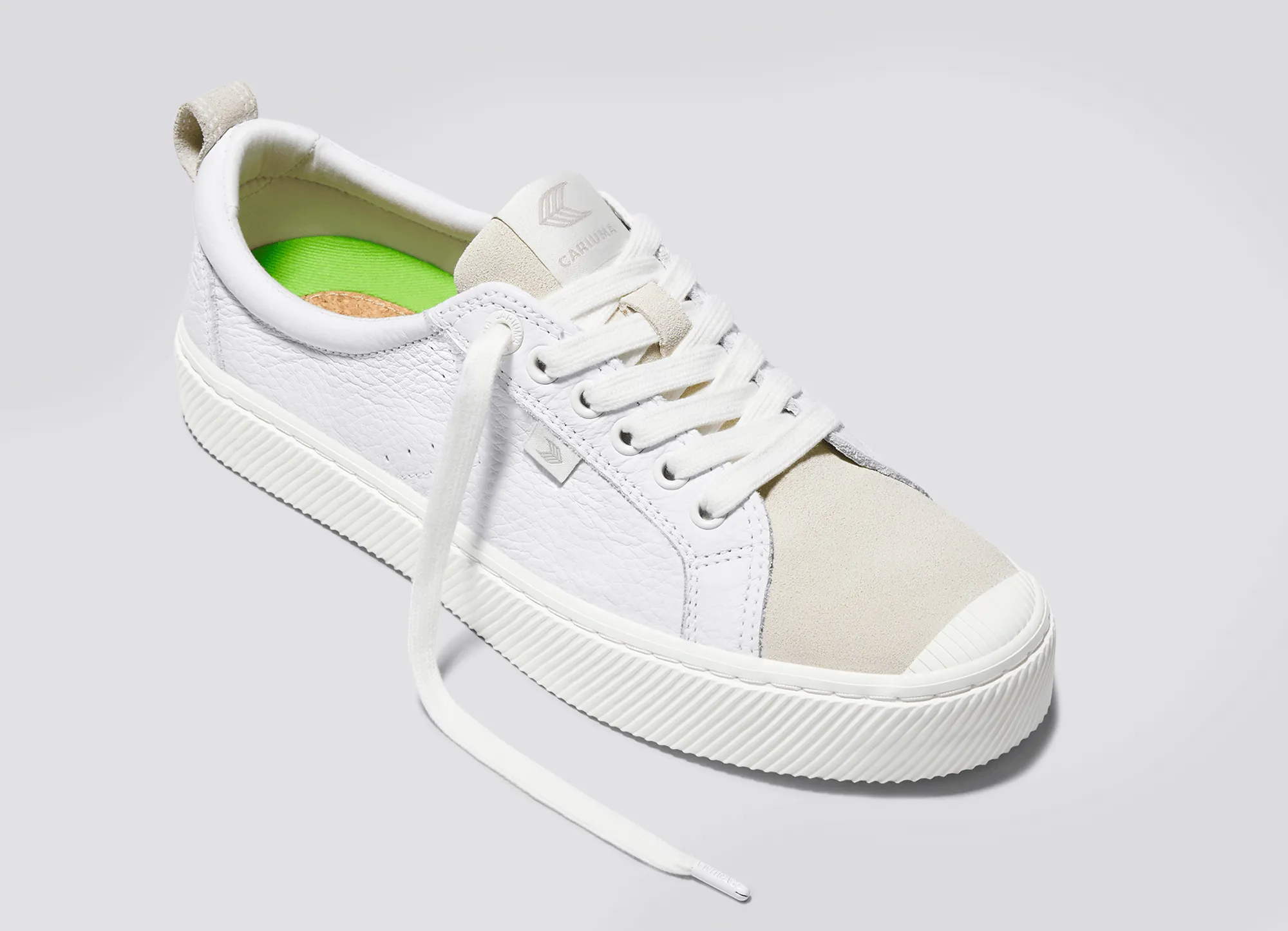 OCA Low White Premium Leather Vintage White Suede Sneaker Women