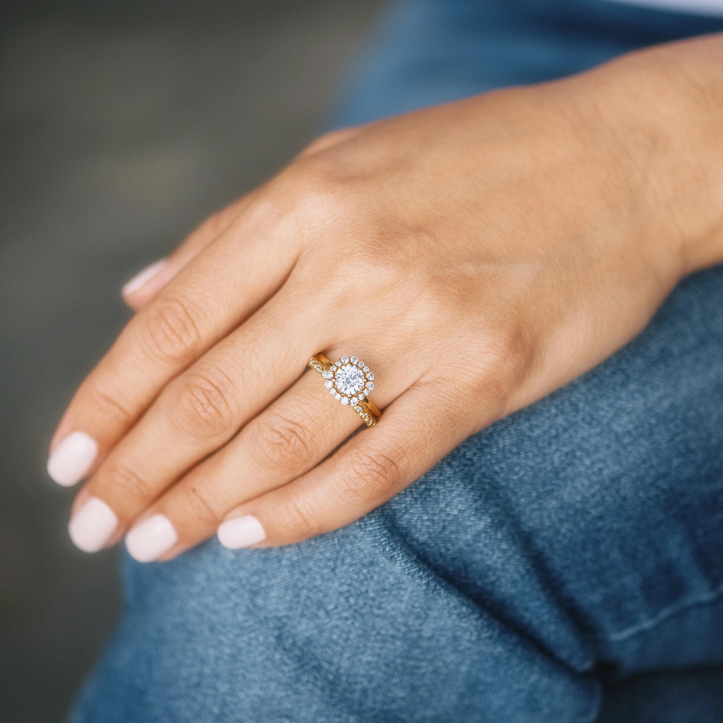 Octagon Halo Round Diamond Engagement Ring