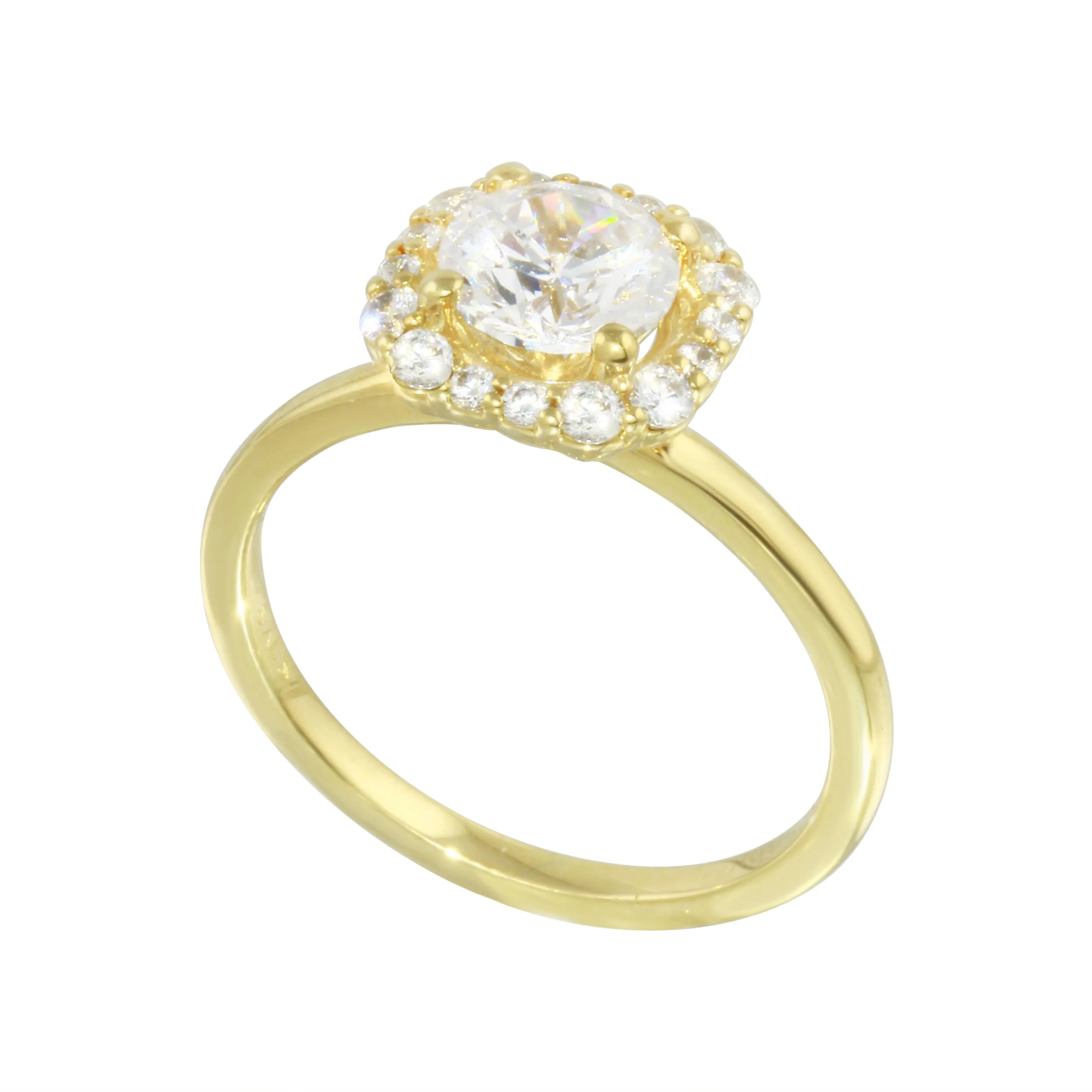 Octagon Halo Round Diamond Engagement Ring