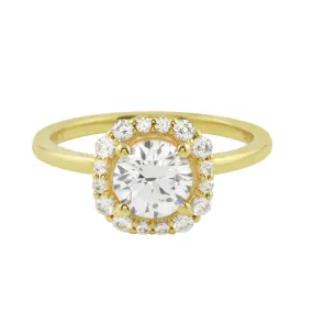 Octagon Halo Round Diamond Engagement Ring