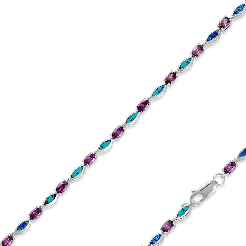 Opal / Amethyst Tennis Bracelet