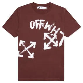 Paint Script Over Skate S/S Tee - Barolo/White