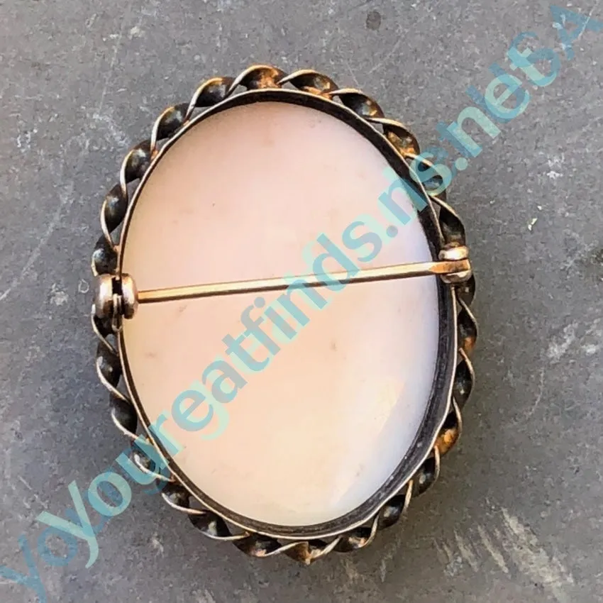 Pale Pink Conch Shell Cameo Brooch