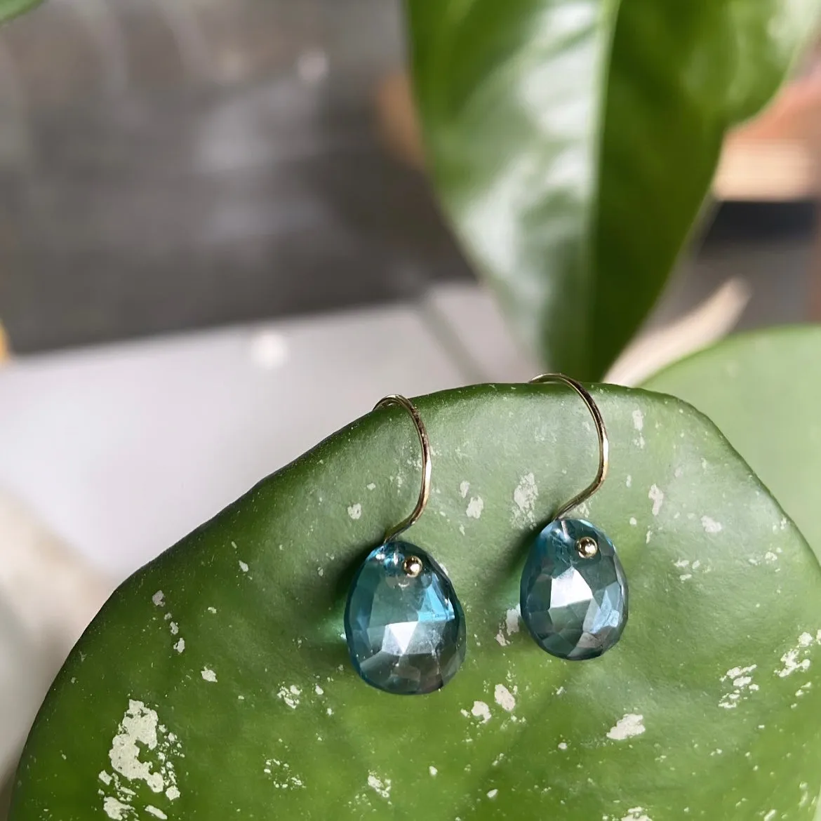 Petite London blue topaz earrings